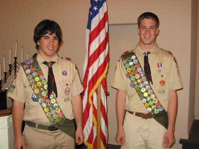 Recent Eagle Scouts Joseph Jerabek and Terence Enders