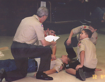 Troop 40 Emergency Disaster Simulation, December 8, 2003.  Photo by Ken Gallagher.