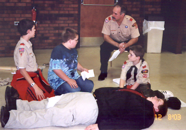 Troop 40 Emergency Disaster Simulation, December 8, 2003.  Photo by Ken Gallagher.