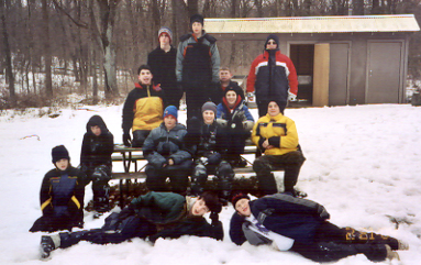 E-Prep Search & Rescue Simulation, BSA Camp Lowden, February 22, 2004.  Photo by Ken Gallagher.